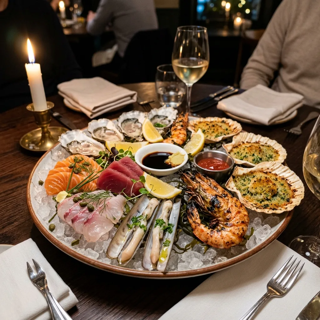 Platter Crudo e Cotto di Mare con ostriche e gamberoni